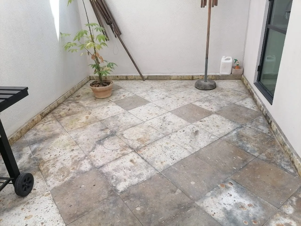 Piso de patio antes del tratamiento